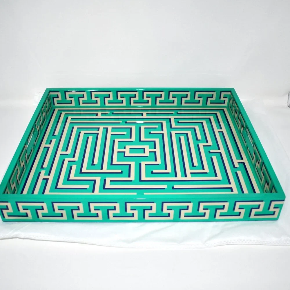 Jonathon Adler Labyrinth Lacquer Tray in Neon Classical # 35132 Details: Crafte